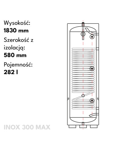 ZASOBNIK CIEPŁEJ WODY UŻYTKOWEJ ZE STALI NIERDZEWNEJ AISI316 ,  300 L  MAX