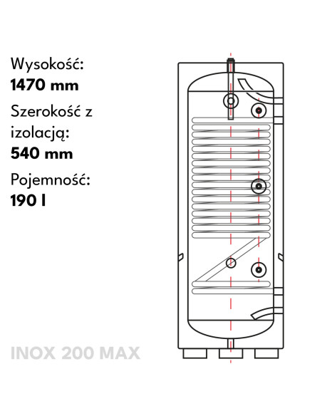 ZASOBNIK CIEPŁEJ WODY UŻYTKOWEJ ZE STALI NIERDZEWNEJ AISI 316,  200 L  MAX